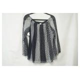 NWT Jennie & Marlis Size L Navy Blue & White Blouse