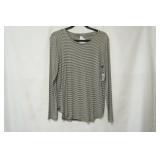NWT Old Navy Size L Black & White Stripe Long Sleeve Shirt