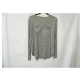 NWT Old Navy Size L Black & White Stripe Long Sleeve Shirt