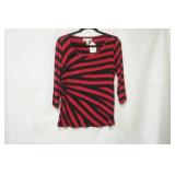 Dana Buchman Red & Black Striped Top. Size S