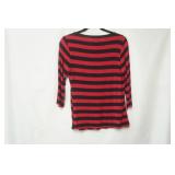 Dana Buchman Red & Black Striped Top. Size S