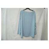 NINE WEST 3X. Long Sleeve Light Blue, open-chest blouse.