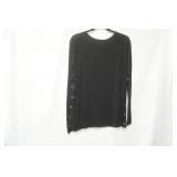 Laura Ashley black long sleeve blouse w/bead embellishments. Size XL