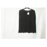 Tahari Size XL. Black long sleeve blouse, black w/black polka dots