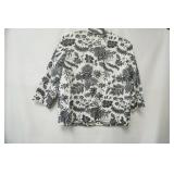 Talbots black & white paisley print blazer. Size 12 (yellowing right shoulder area)
