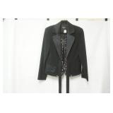 Louise Ricci Size 10 Black Blazer w/bead & jewel embellishment