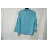 j.h. collectibles size M blue floral print button up blouse