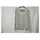 Gap XL white w/black stripes long sleeve scoop neck blouse