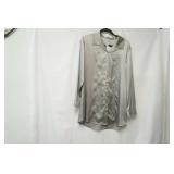 Chicos Size 2 silver long sleeve button up blouse