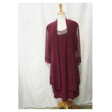 NWT R&M Collection Size 16 Evening Dress. Burgundy/WIne Color with Cover