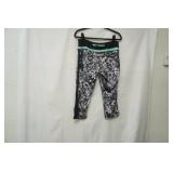 90 degree by Reflex. Size L leggings. Black/white floral print w/teal accents