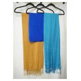 scarves tan, blue , , longer lighter blue