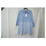 NWT English Factory L dress  blue with stripes