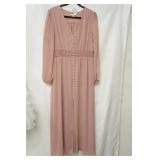 Bar111 smocked waist maxi dress ,pink size large