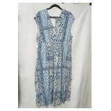 Old Navy Blue Print Dress Long style,size xl