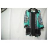 BKE Jacket Black ? green silky fabric size M