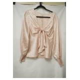 NWT River Island Peach silky long sleeved blouse size 16