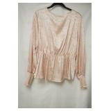 NWT River Island Peach silky long sleeved blouse size 16
