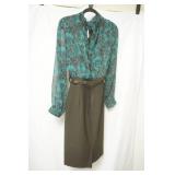 Tahari Green Brown dress size 8