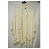 Cream Poncho / shawl with ruffled edging