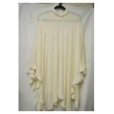 Cream Poncho / shawl with ruffled edging