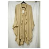 Tan Poncho /shawl /wrap with ruffled edging