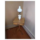 Wooden Table With Lamp