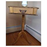 Wooden Table With Lamp