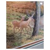 Framed Rare Silk Embroidered Woodland Scene