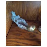 Middle Shelf of Bird Figurines, Bookends, Candy Dish and Suncatcher