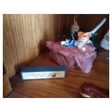 Bottom Shelf of Figurines - Kissing Dachshund S&P Shakers, Deer, Dogs, Etc...