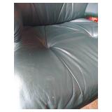 Green Leather Reclining Office Chair and Foot Stool