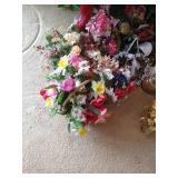 Floral and Decor Lot - Candles, Bird Lamp and Clock, Cute Baskets, Flowers