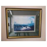 Large Framed Picture - 2 Hunting Dogs on Green