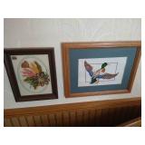 Needlepoint Mallard and Floral Feather Art