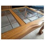 Coffee Table - Wood With Beveled Glass Panes