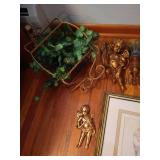 Home Decor Lot - Picture, Wall Sconce, Cherubs
