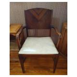 Antique Chair, Nightstand, and Lamp