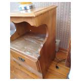 Antique Chair, Nightstand, and Lamp