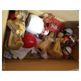 Bin of Christmas Ornaments and Decor