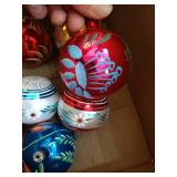 Box of (6) Beautiful Painted Vintage Ornaments