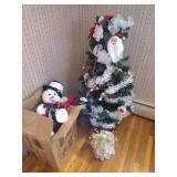 3 Foot Christmas Tree with Lights, Decorations, Bows, Angel Tree Topper, Etc.
