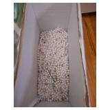 Bin of Christmas Decor - Santas, Bells, Wooden Reindeer, Bead Garland