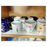 2 Shelves of Mugs and Glassware
