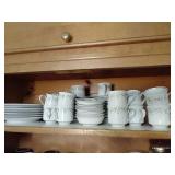 Shelf of Johann Haviland China - Cups, Saucers, Dinner Plates, Dessert Plates, Sauce Dishes