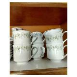 Shelf of Johann Haviland China - Cups, Saucers, Dinner Plates, Dessert Plates, Sauce Dishes