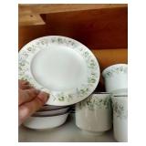 Shelf of Johann Haviland China - Cups, Saucers, Dinner Plates, Dessert Plates, Sauce Dishes