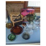 Vintage Glassware - Bowls, Pitcher, Candlesticks, Ash Trays, and Butter Sauce Warmers