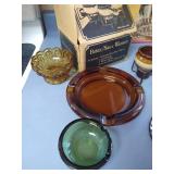 Vintage Glassware - Bowls, Pitcher, Candlesticks, Ash Trays, and Butter Sauce Warmers