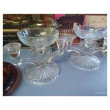 Vintage Glassware - Bowls, Pitcher, Candlesticks, Ash Trays, and Butter Sauce Warmers